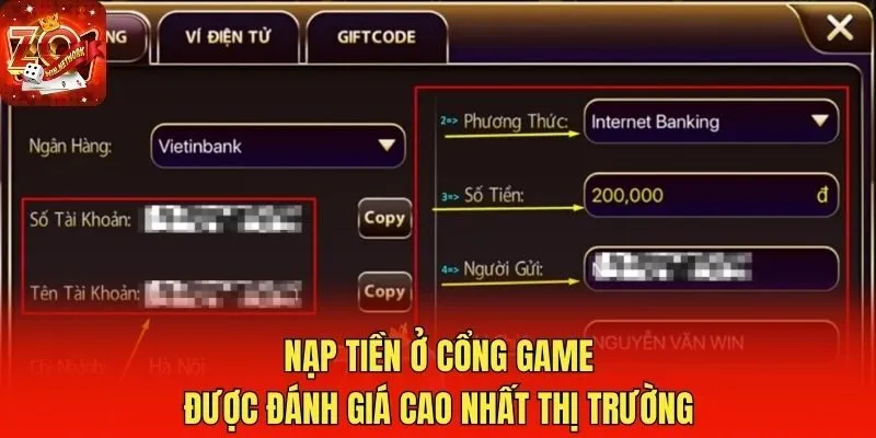 Nạp tiền ở cổng game được đánh giá cao nhất thị trường
